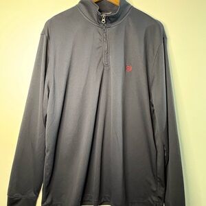 Chaps Navy Blue Quarter-Zip Pullover with Red Accent